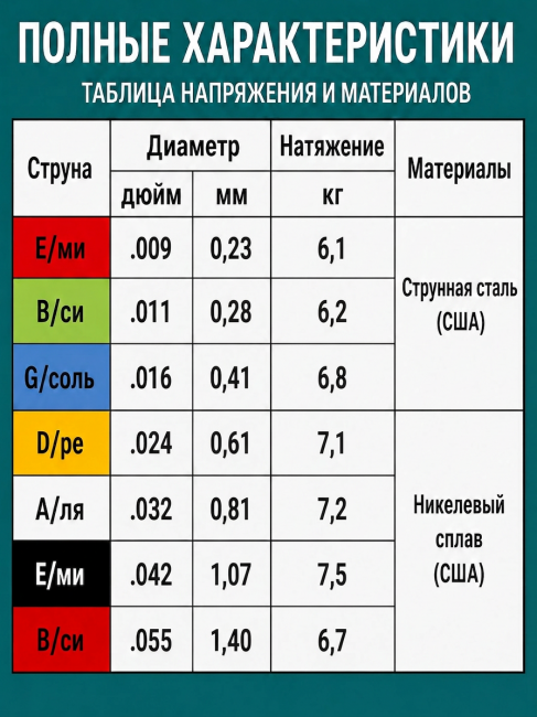 Струны для 7-ми струнных электрогитар HitDrive NH 7L (основа на гексагональном керне с никелевым сплавом)
