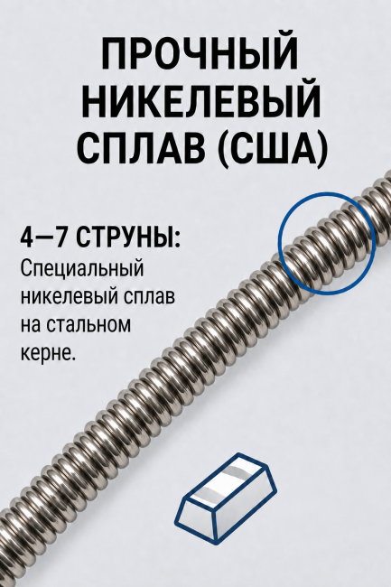 Струны для 7-ми струнных электрогитар HitDrive NH 7M (основа на гексагональном керне с никелевым сплавом)
