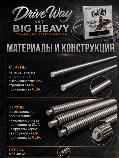 Струны для электрогитар DriveWay NR CL (основа круглый керн с никелевым сплавом) Струны для электрогитар DriveWay NR CL (основа круглый керн с никелевым сплавом)