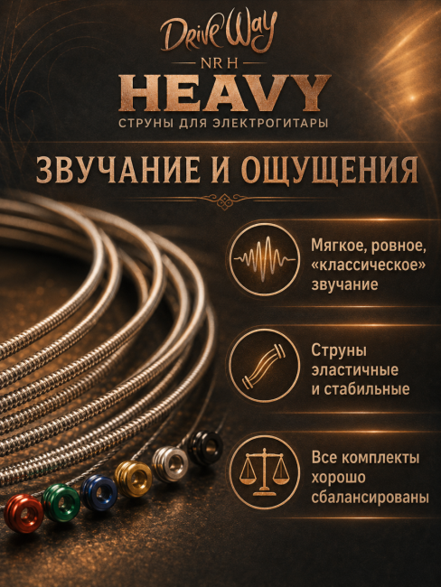 Струны для электрогитар DriveWay NR H (основа круглый керн с никелевым сплавом) Струны для электрогитар DriveWay NR H (основа круглый керн с никелевым сплавом)