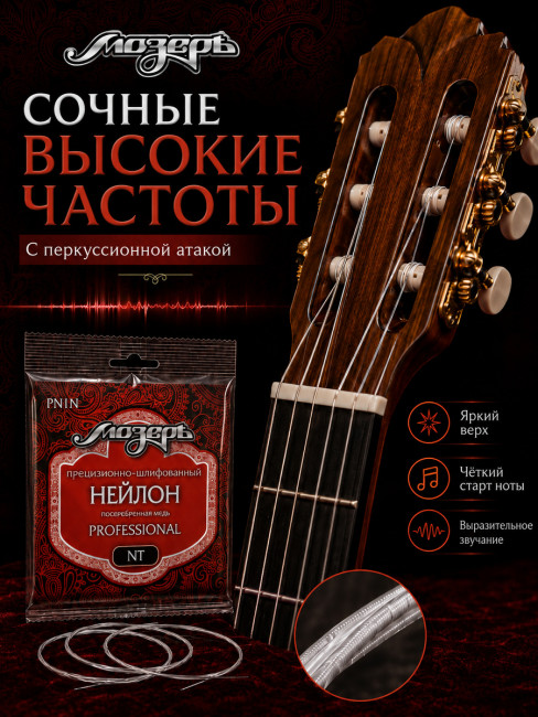 Прецизионно-шлифованый Нейлон + Посеребренная медь, среднее натяжение, серия Professional